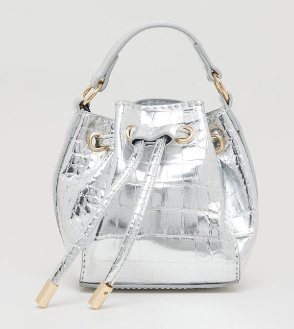 R&B  Hand Bags - Silver Drawstring Bag