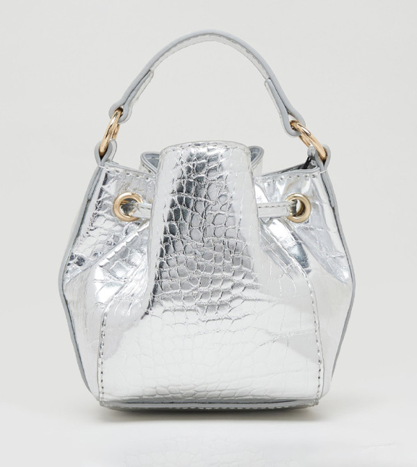 R&B  Hand Bags - Silver Drawstring Bag