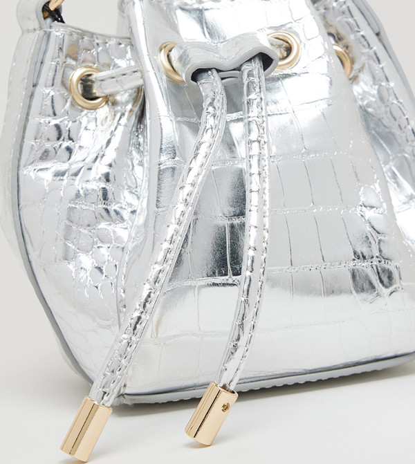 R&B  Hand Bags - Silver Drawstring Bag