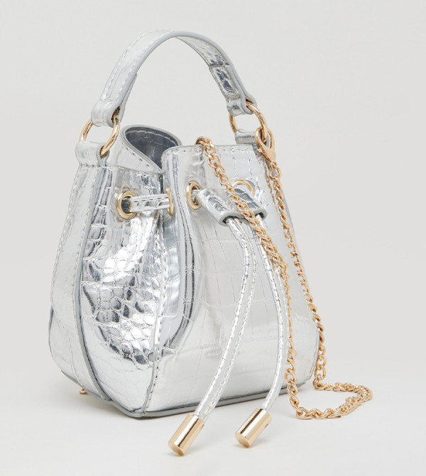 R&B  Hand Bags - Silver Drawstring Bag