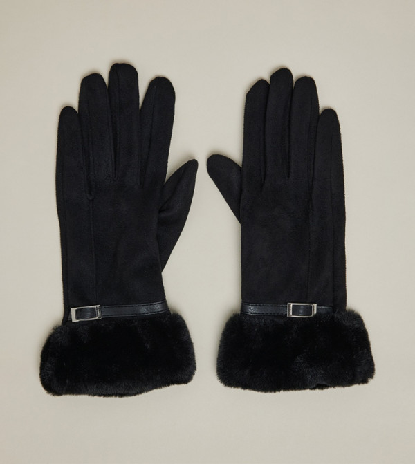 أر آند بي  قفازات - أسود Knit