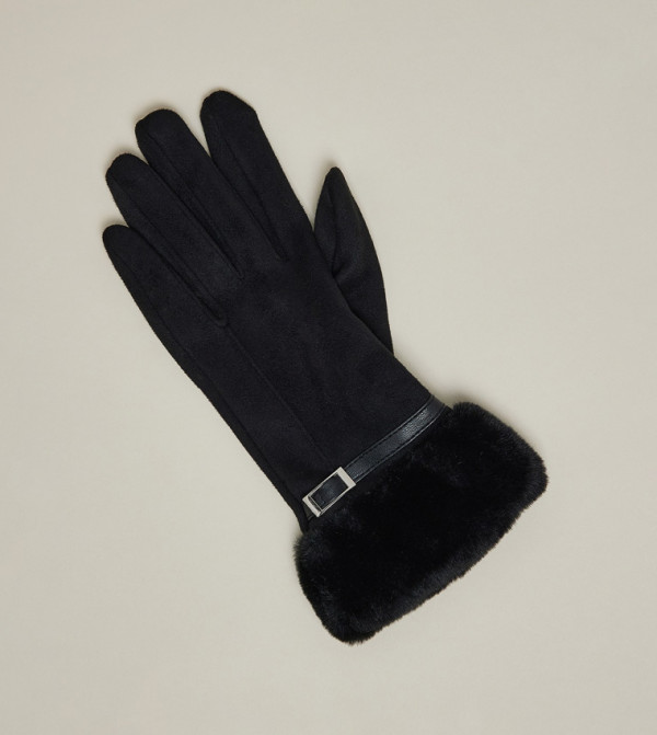 أر آند بي  قفازات - أسود Knit