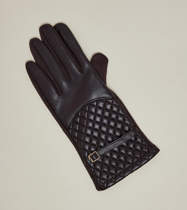 أر آند بي  قفازات - بني  Knit