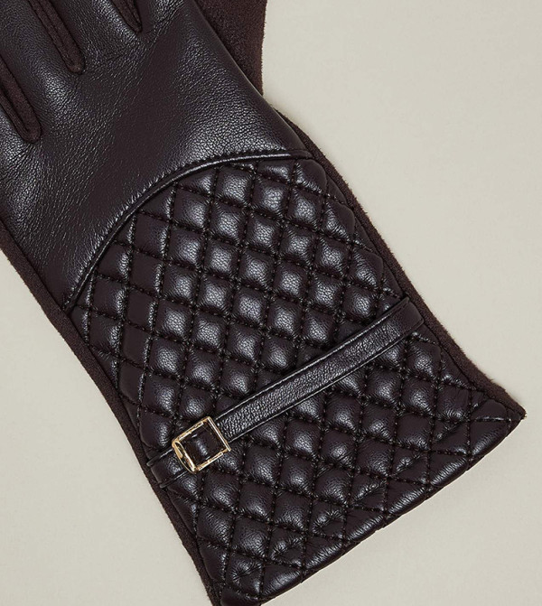 أر آند بي  قفازات - بني  Knit