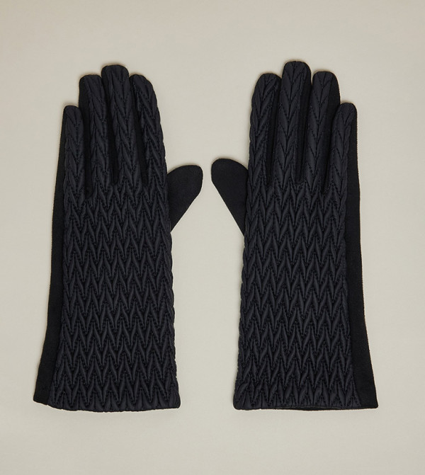 أر آند بي  قفازات - أسود Knit