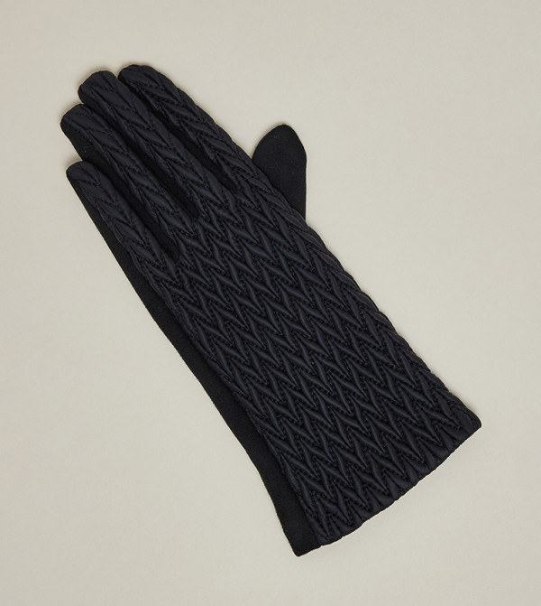 أر آند بي  قفازات - أسود Knit