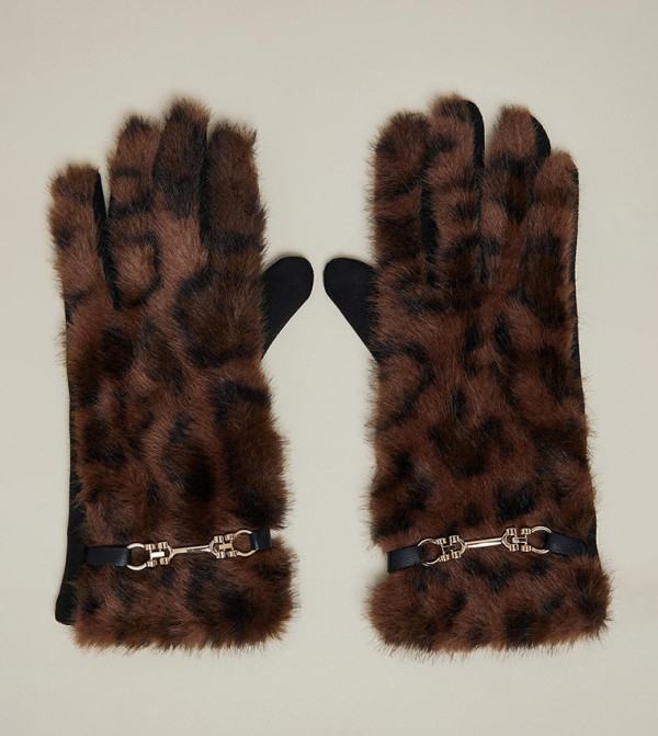 أر آند بي  قفازات - بني  Knit