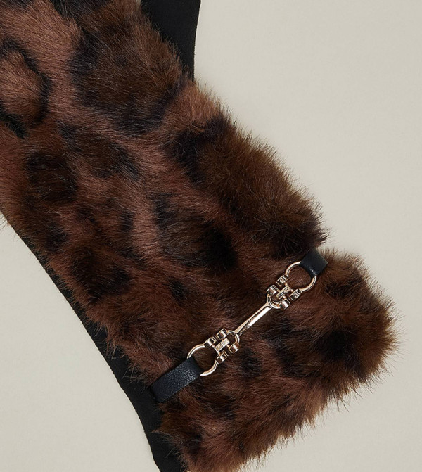 أر آند بي  قفازات - بني  Knit