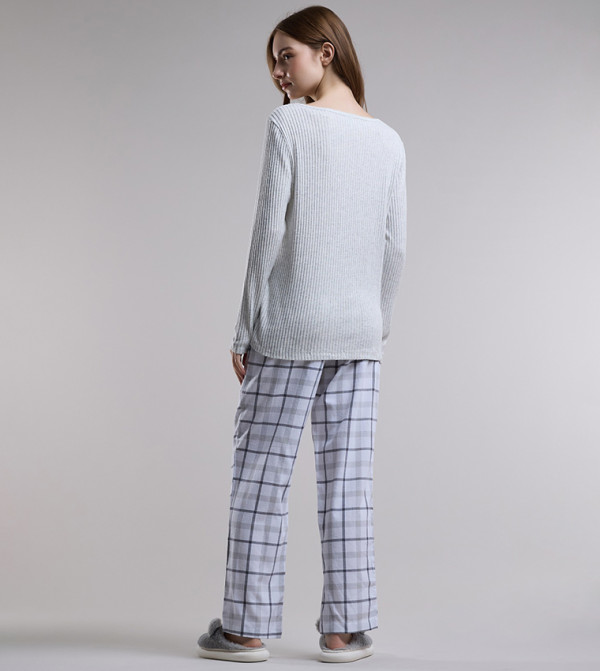أر آند بي  checkered-plaid-w - بيج فاتح  Pyjama Set