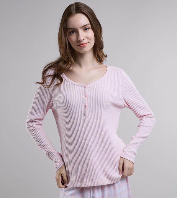 أر آند بي  checkered-plaid-w - وردي فاتح Pyjama Set