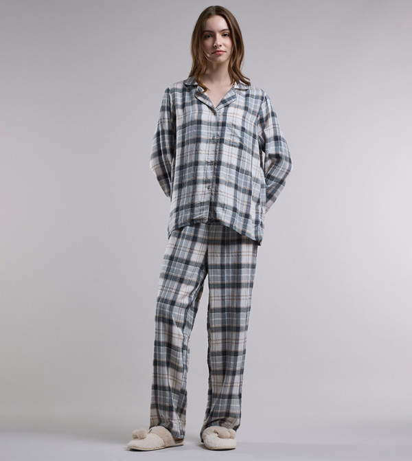 أر آند بي  checkered-plaid-w - أوف وايت Pyjama Set