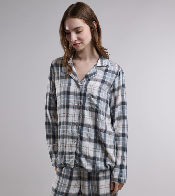 أر آند بي  checkered-plaid-w - أوف وايت Pyjama Set