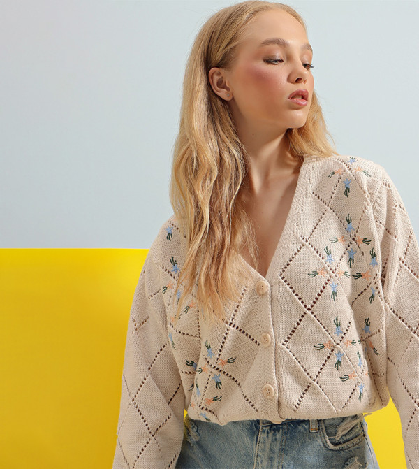 Trend Alaçatı Stili - Outlet Trend Alaçatı Stili - Beige Cardigans