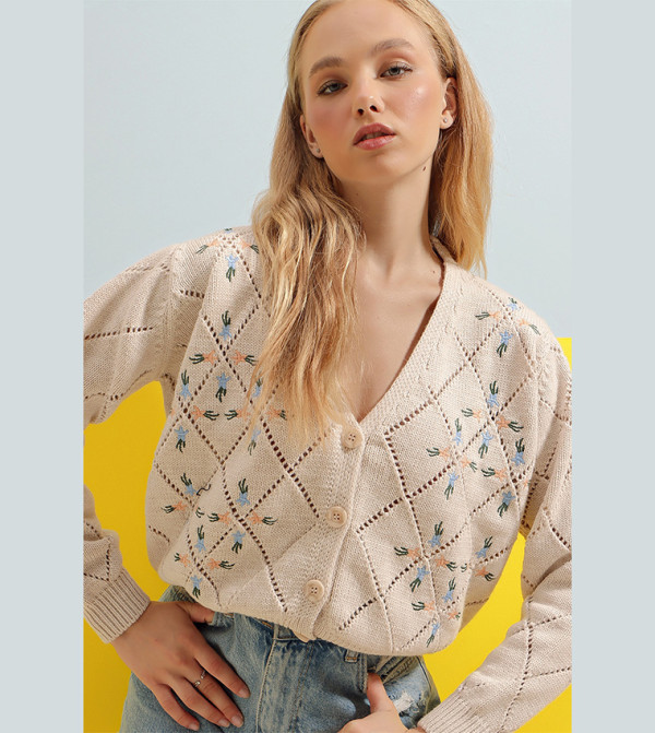 Trend Alaçatı Stili - Outlet Trend Alaçatı Stili - Beige Cardigans