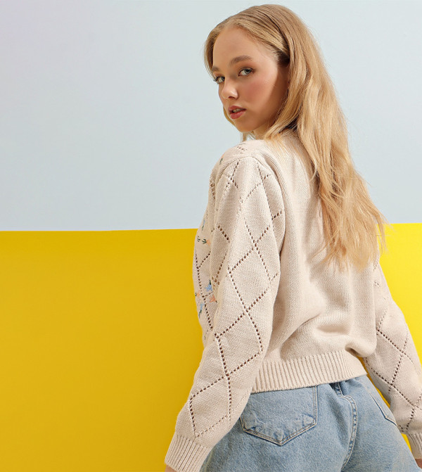 Trend Alaçatı Stili - Outlet Trend Alaçatı Stili - Beige Cardigans