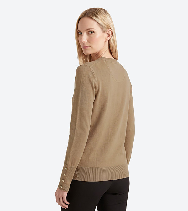 Beverly Hills Polo Club  top-selling-om - Taupe Round Neck Sweaters
