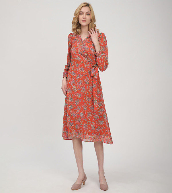 Beverly Hills Polo Club  Clothing - Orange Midi Dresses