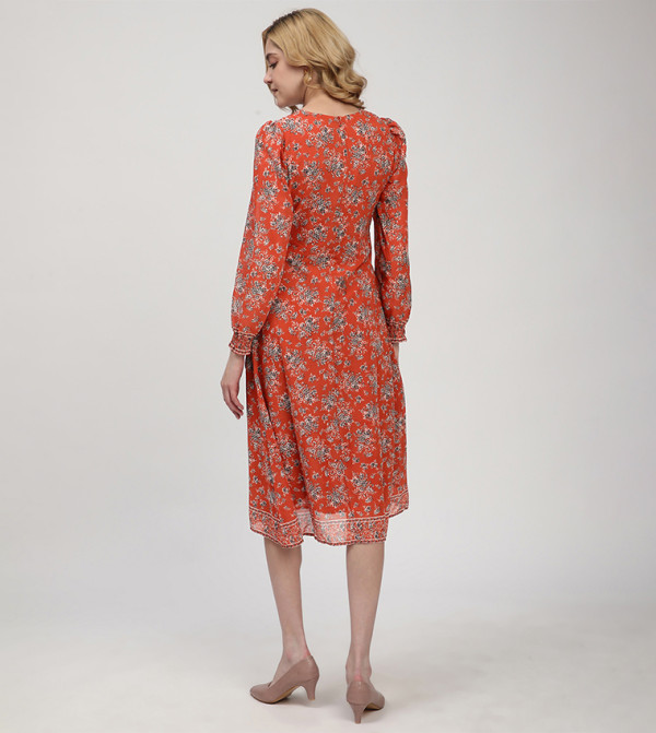 Beverly Hills Polo Club  Clothing - Orange Midi Dresses