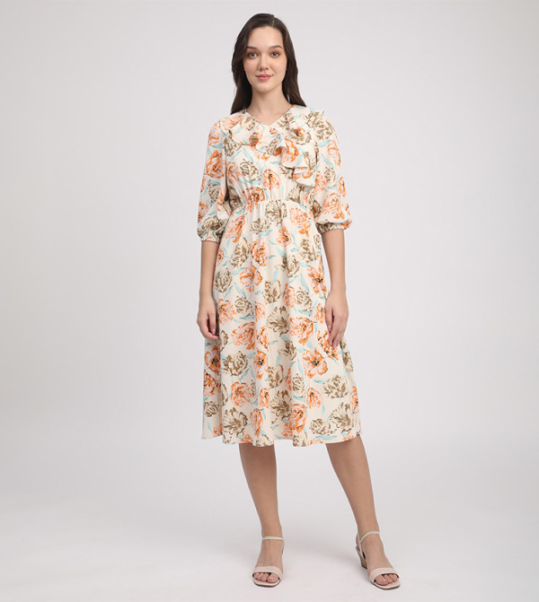 بيفرلي هيلز بولو كلوب  statement-sleeve-babydoll - متعدد Midi Dresses