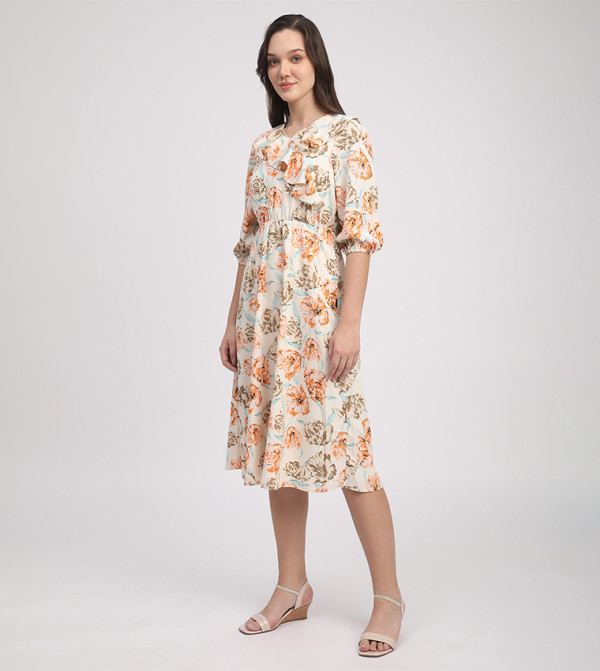 بيفرلي هيلز بولو كلوب  statement-sleeve-babydoll - متعدد Midi Dresses