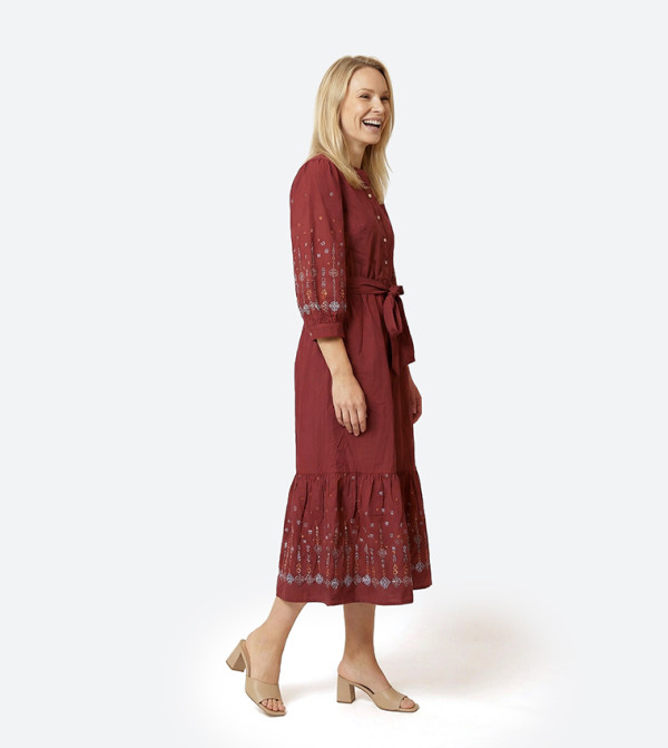 Beverly Hills Polo Club  vacation-loading-w - Rust Midi Dresses