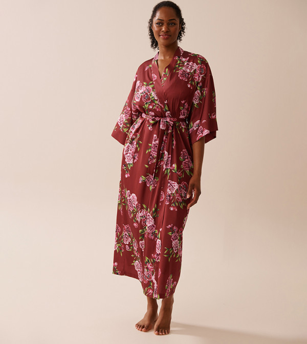 La Vie en Rose Sleepwears & Loungewears - Maroon Night Robes & Kimonos