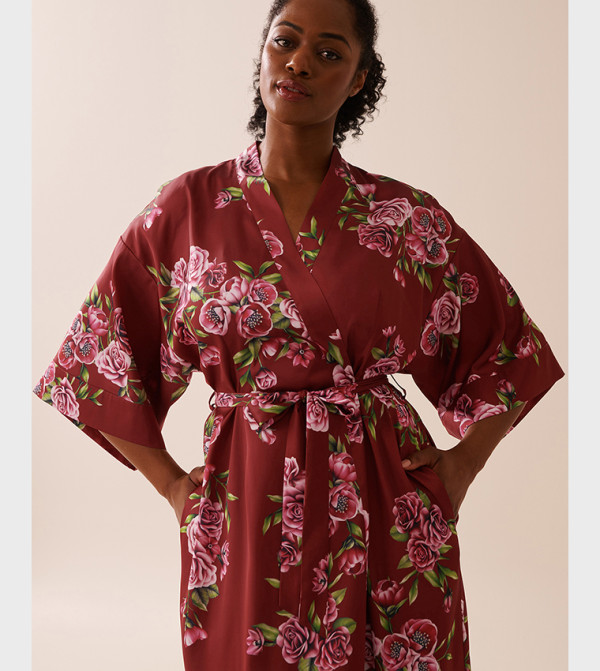 La Vie en Rose Sleepwears & Loungewears - Maroon Night Robes & Kimonos