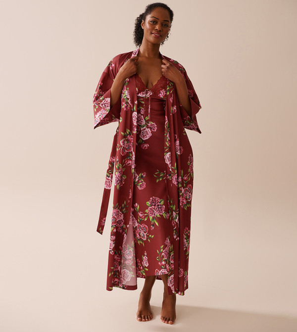 La Vie en Rose Sleepwears & Loungewears - Maroon Night Robes & Kimonos
