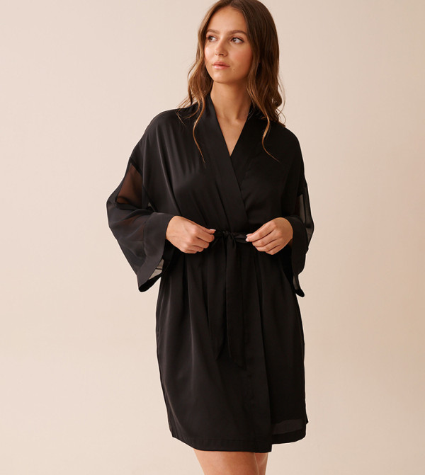La Vie en Rose Sleepwears & Loungewears - Black Night Robes & Kimonos