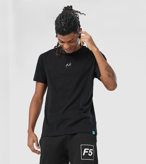 F5  - Black Casual T-Shirts
