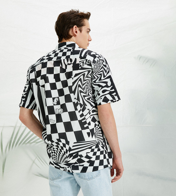 Koton checkered-plaid-m - Black Short Sleeves