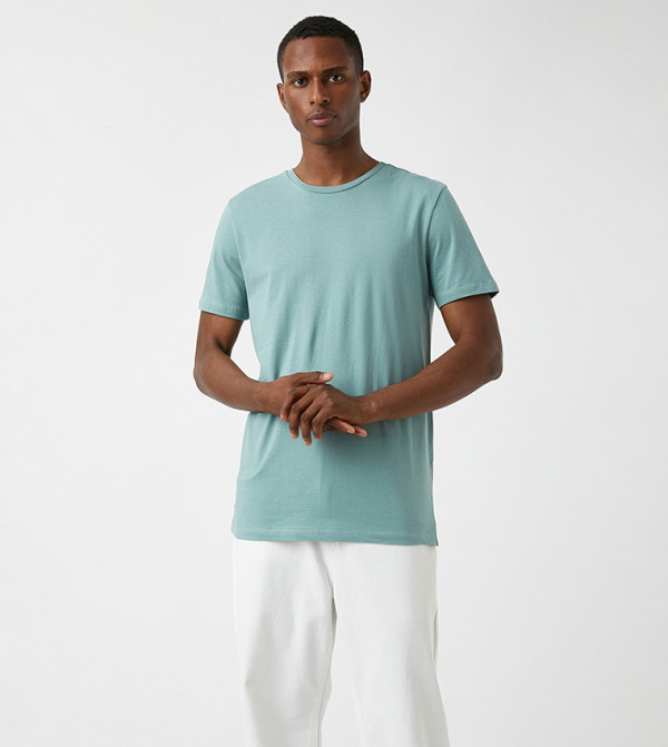 Koton - Green Round Neck T-Shirts