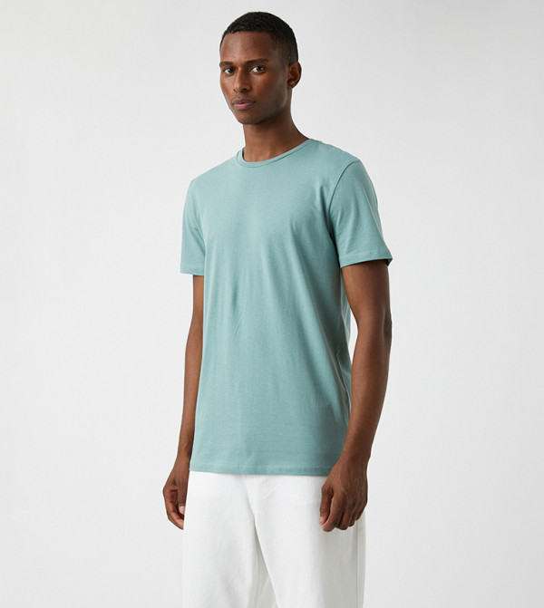 Koton - Green Round Neck T-Shirts