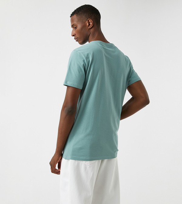 Koton - Green Round Neck T-Shirts