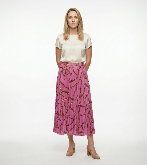 Beverly Hills Polo Club  Midi Skirts - Pink Midi Skirts