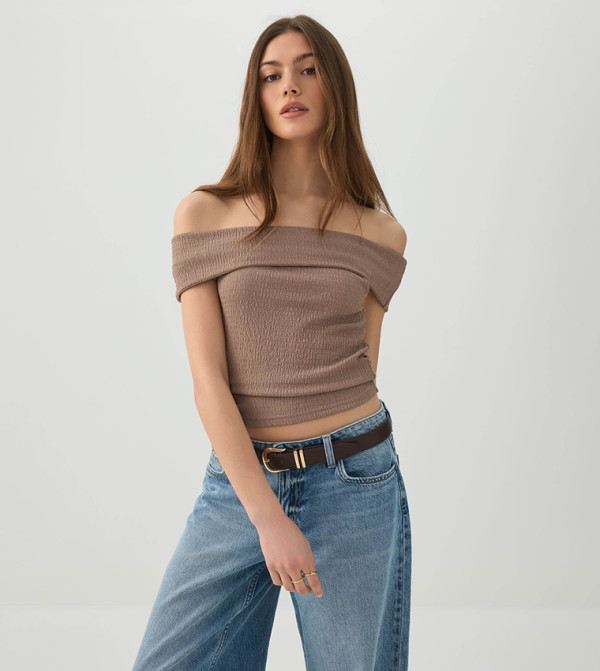 اردين توبات قصيرة - بني Cropped Tops