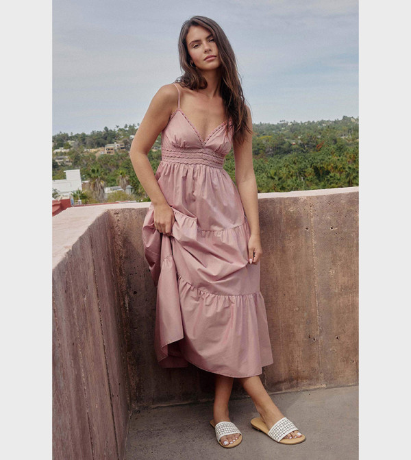 اردين statement-sleeve-babydoll - وردي Maxi Dresses