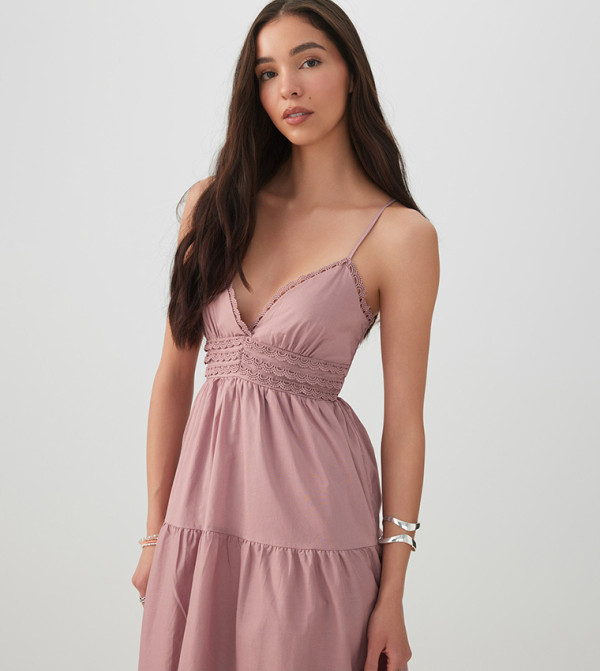 اردين statement-sleeve-babydoll - وردي Maxi Dresses