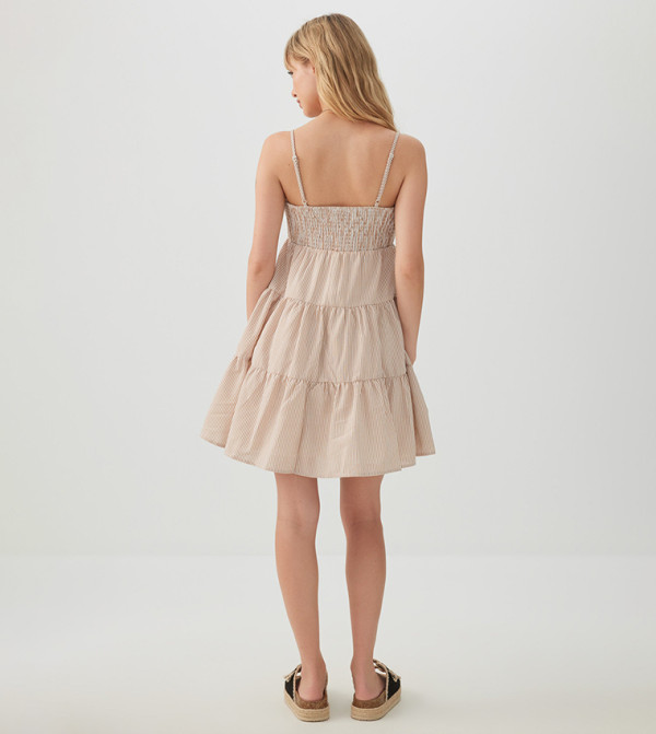 اردين statement-sleeve-babydoll - بيج Sleeveless Tops