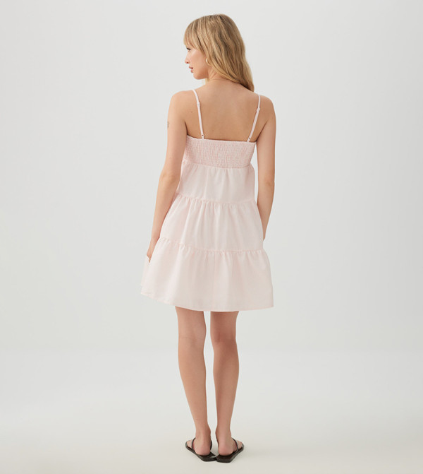 اردين statement-sleeve-babydoll - وردي Mini Dresses