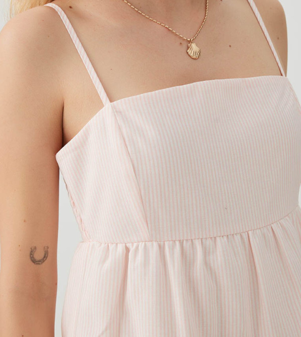 اردين statement-sleeve-babydoll - وردي Mini Dresses