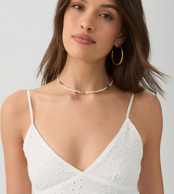 اردين statement-sleeve-babydoll - أبيض Mini Dresses