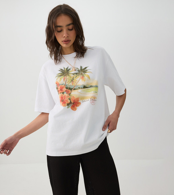 Ardene Ardene - White Short Sleeve T-Shirts