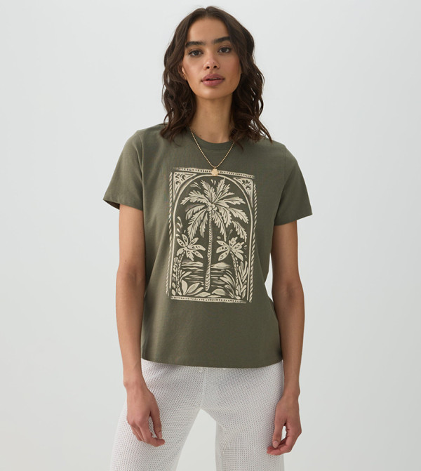 Ardene  Clothing - Khaki Short Sleeve T-Shirts