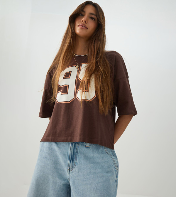 Ardene Clothing - Brown Short Sleeve T-Shirts