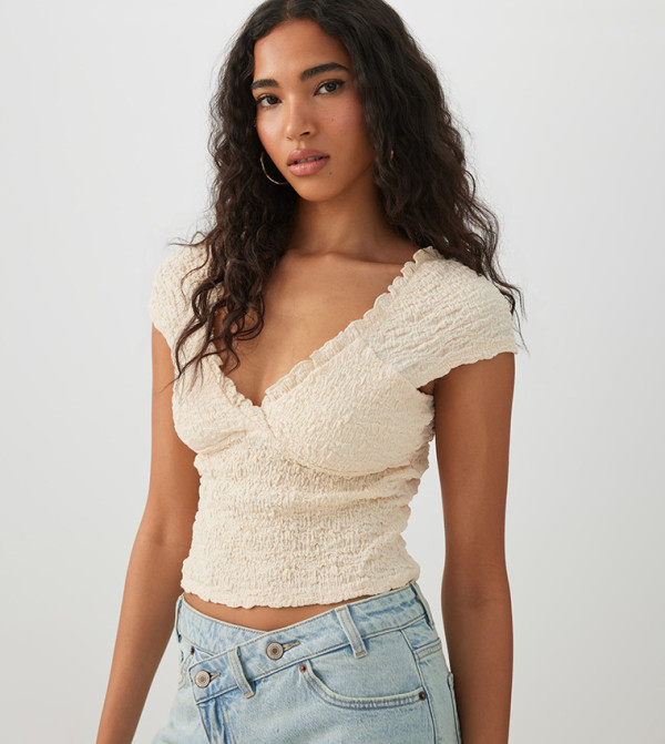Ardene  Cropped Tops - Beige Cropped Tops