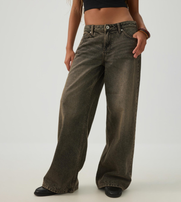 Ardene  Jeans - Brown Wide Leg Jeans