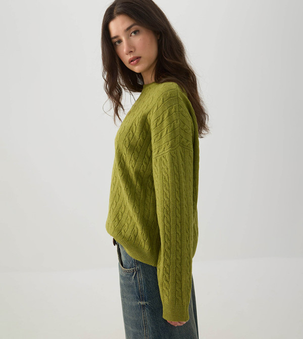 Ardene Ardene - Green Round Neck Sweaters