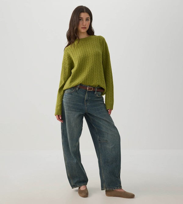 Ardene Ardene - Green Round Neck Sweaters