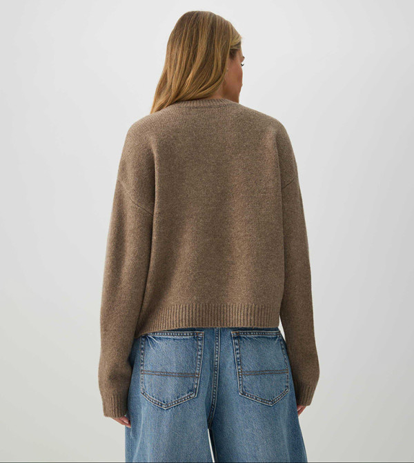 Ardene  Sweaters & Cardigans - Brown Round Neck Sweaters